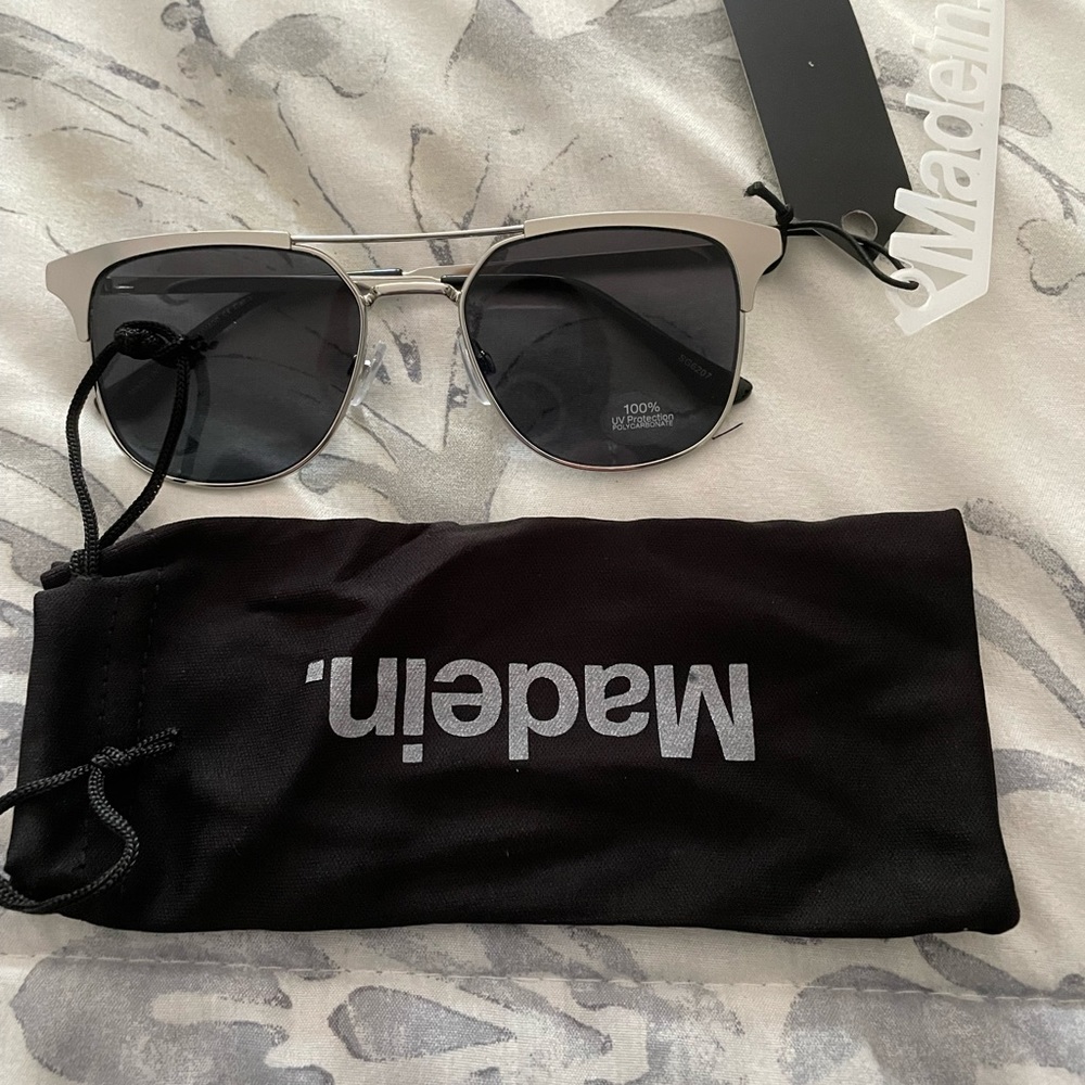 New Madein double browed silver round sunglasses